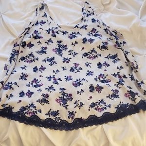 Torrid Floral Lace Trim Tank Top